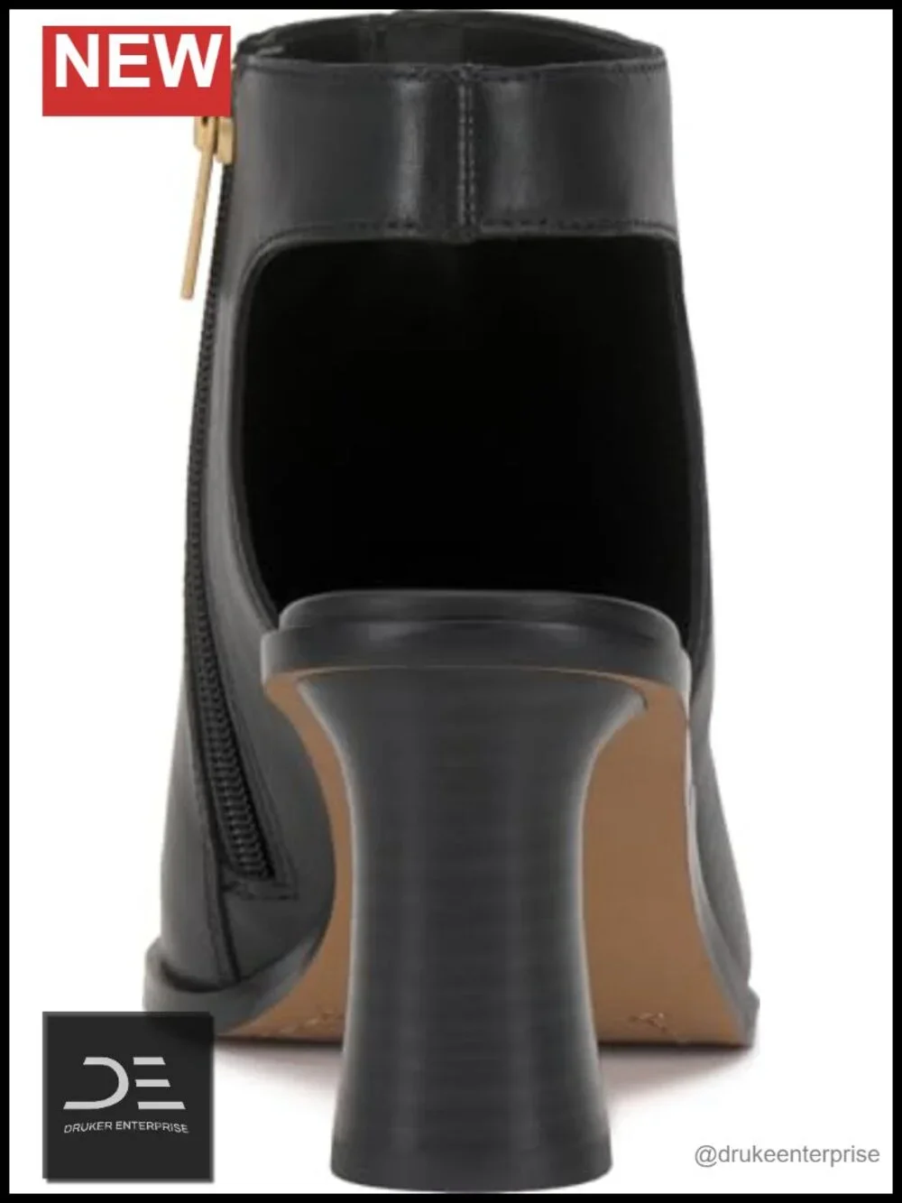 Leather Peep Toe High Heel Sandals with Ankle Strap Zip Closure